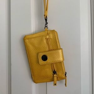 Kenneth Cole Reaction Yellow Snakeskin Clutch